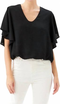 Karen Kane Flutter Sleeve V-Neck Top - Petite In Black