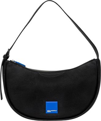 Karl Lagerfeld Schoudertas met logo-patch - Dames - Schoudertassen - Zwart - ONE Size - Polyester - Tassen