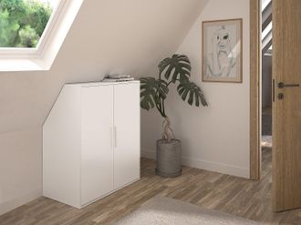 Vente-Unique Armadio per mansarda 2 ante Bianco - ADEZIO
