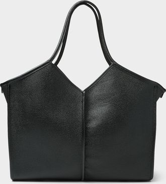 Hereu Womens Calella black leather tote bag