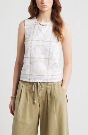 Treasure & Bond Floral Embroidered Top in White at Nordstrom, Size Xx-Small
