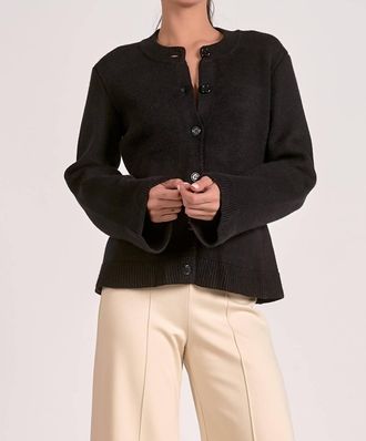Elan Womens Cardigan Sweater In Black