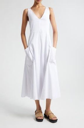 Vince Patch Pocket Linen Blend Midi Dress in Optic White at Nordstrom Rack, Size X-Small