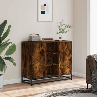 Berkfield Home Sideboard Smoked Oak 92x35x76 cm Engineered Wood in Brown | Size: 92 x 35 x 76 cm