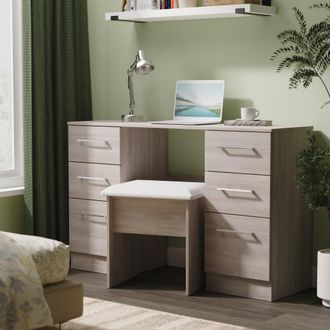 Welcome Furniture Wellington Ready Assembled Double Pedestal Desk in Grey Oak - Welcome Furniture | TJ Hughes