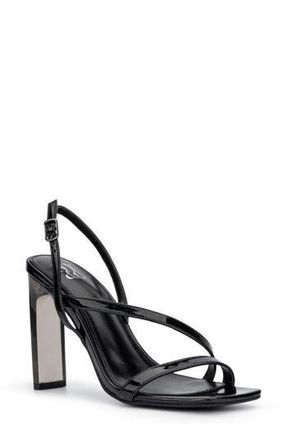 New York & Company Lory Faux Leather Lucite Heel Sandal in Black at Nordstrom Rack, Size 10