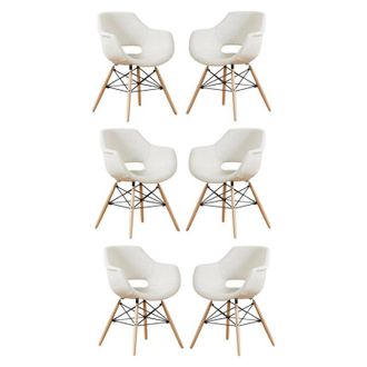 Life Interiors Life Interiors - Juego De 1/2/4/6 Olivia Eiffel Tela Sill&oacute;n Comedor Tub Silla Juego De 6 - Crema - Cream