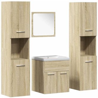 vidaXL Juego De Muebles De Ba&ntilde;o 5 Pzas Madera Ingenier&iacute;a Roble Sonoma Vidaxl