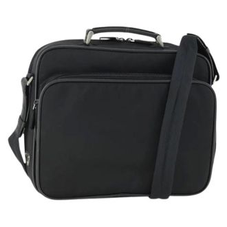Prada Pre-owned Cross Body Bags, unisex, Black, Size: ONE SIZE Pre-owned Convertible front pocket briefcase