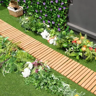 Costway Costway - Cosway Camino Enrollable De Madera 245 Cm Para Jard&iacute;n, Pasarela Con Alambre Y Textura Antideslizante Resistente A La Intemperie, Pasarela De
