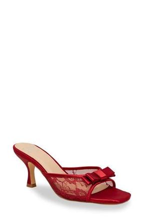 Chase + Chloe by Intouch Footwear Jabari Satin Bow Lace Sandal in Red Satin at Nordstrom Rack, Size 6.5
