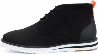 Infinity Leather Zwarte suède veterlaarzen voor heren in de woestijn