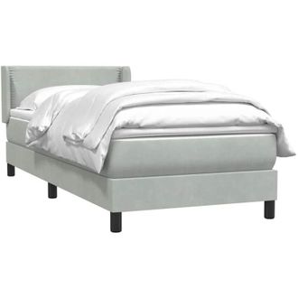 vidaXL Cama Box Spring Con Colch&oacute;n Terciopelo Gris Claro 80x210 Cm Vidaxl