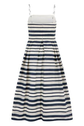 Lauren Ralph Lauren Striped Cotton-Blend Midi Dress - Navy