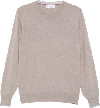 Brunello Cucinelli Truien & Vesten, Heren, Grijs, S, Kasjmier, Grijze Kasjmier Crew-Neck Sweater