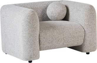 Beliani Armchair Light Beige Textured Fabric Soft Nubby with Extra Throw Cushion Retro Glam Art Decor Living Room LEIREN