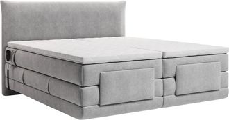 Vente-Unique Conjunto completo boxspring cabecero + somieres con relax el&eacute;ctrico + colch&oacute;n + sobrecolch&oacute;n - 2 x 80 x 200 cm - Tejido - Gris claro - ZANORO de PALAC