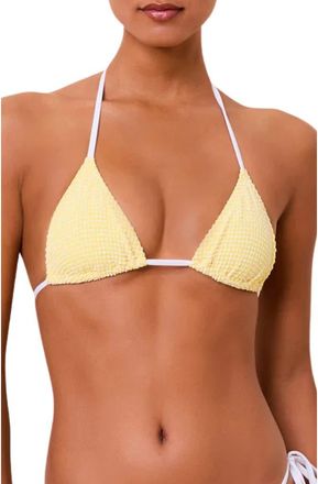 Solid & Striped The Iris Gingham Triangle Bikini Top in Citrina at Nordstrom, Size X-Small