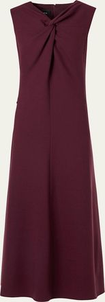 Akris Sleeveless Twisted Knot Wool Double-Face Midi Dress