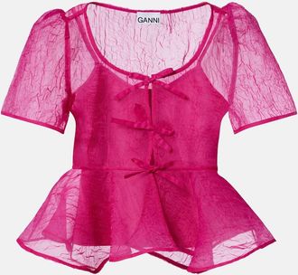 Ganni Top de organza con peplum