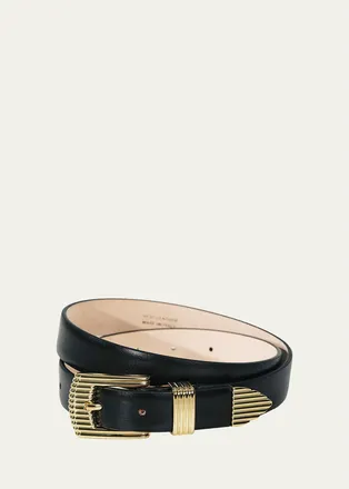 D&eacute;hanche Rosen Ridged Leather Belt