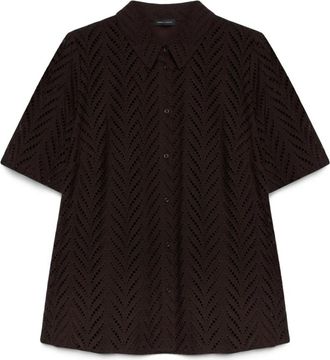 Fiorella Rubino Sangallo Katoenen Shirt - Dames - Overhemden - Bruin - XL - Katoen - Overhemden