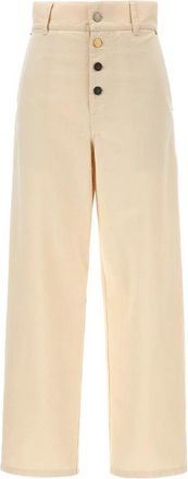 Moschino Katoenen Broek - Dames - Wijde Broeken - Beige - XS - Katoen - Broeken