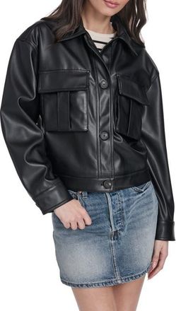 Levi's Faux Leather Shirt Jacket in Black at Nordstrom, Size X-Small