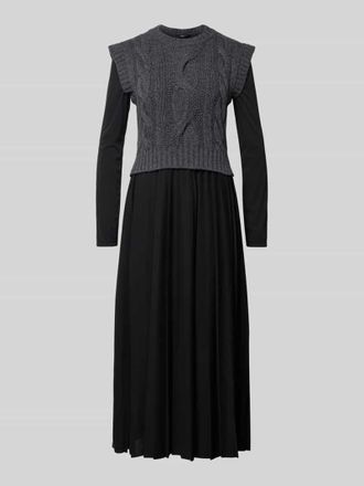 Max Mara Maxi-Freizeitkleid im Set mit Strick-Pullunder aus reiner Schurwolle Modell EBRO in Black, Gr&ouml;&szlig;e XL