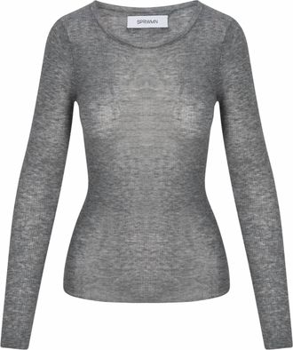 SPRWMN Womens Cashmere Long Sleeve Baby Tee In Grey Tissue