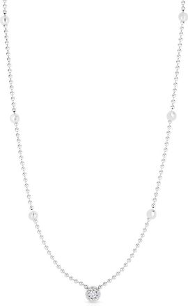 Roberto Coin Diamond Pendant Beaded Necklace in White Gold at Nordstrom, Size 17