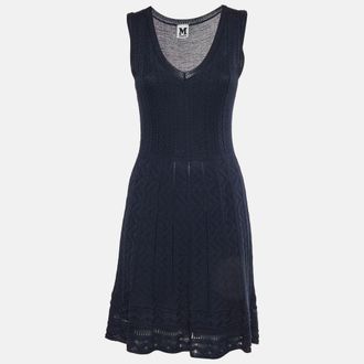 Missoni Navy Blue Knit Sleeveless V-Neck Dress