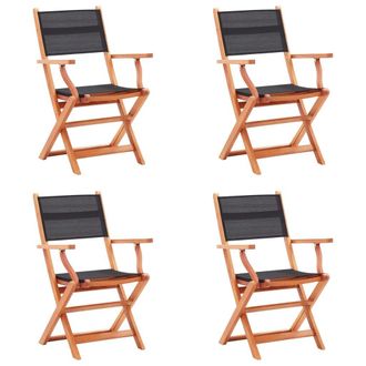 vidaXL Sillas Plegables Jard&iacute;n 4 Uds Madera Eucalipto Textilene Negro