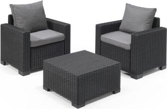 Keter California 2 Seater 83% recycled Outdoor Garden Furniture Balcony Set