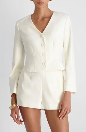 French Connection Halsey Twill Crop Jacket in Porcelain Cream at Nordstrom, Size 10