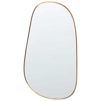 Beliani Espejo De Pared Moderno Marco Met&aacute;lico De Aluminio Forma Irregular Con Ganchos Dorado Vernais