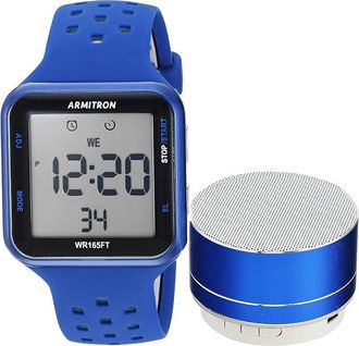 Armitron Digital Chronograph Silicone Strap Sport Watch and Mini Bluetooth Speaker
