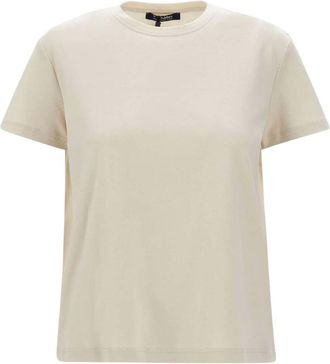 Max Mara Beige Solid Crew Neck T-Shirt
