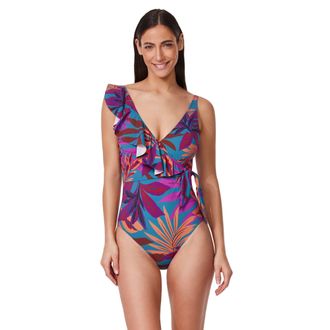 Gottex Plantopia V-neck Surplice Ruffle One Piece