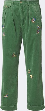 Polo Ralph Lauren Pantalones rectos de pana de algod&oacute;n bordados