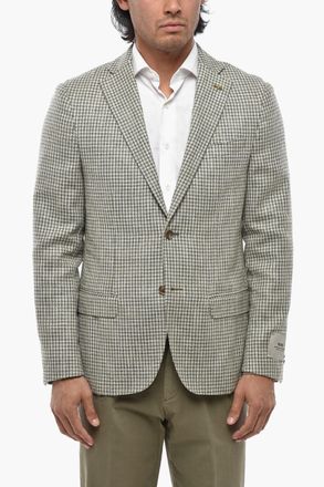 Corneliani CC COLLECTION Blazer in Misto Lana Vergine Motivo Pied-de-Poule con Tasche ad Aletta Corneliani