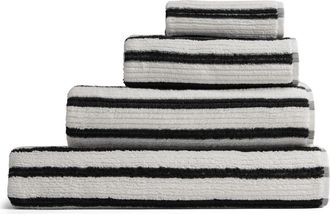 Parachute Resort Stripe Organic Cotton Towel in Plaster With Soft Black at Nordstrom, Size Washcloth