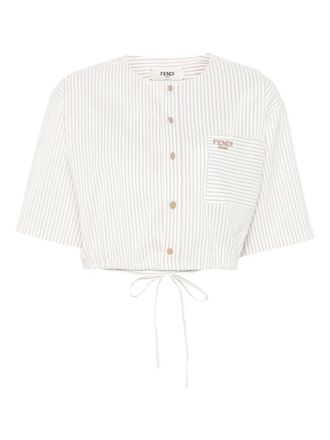 Fendi striped shirt - women - Silk/Cotton - 44 - Neutrals