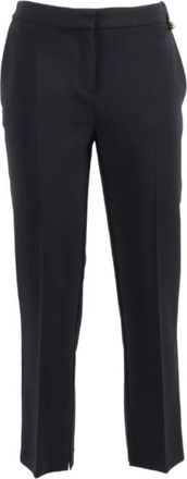 Elisabetta Franchi Lichtgewicht Cr&ecirc;pe Broek met Logo Charm - Dames - Vrijetijds broeken - Zwart - XS - Broeken