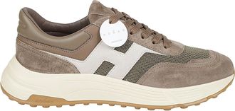 Hogan Hyperlight Taupe Suede-Leather Low-Top Sneakers