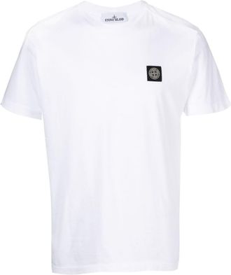Stone Island Compass-appliqué cotton T-shirt - men - Cotton - XXXL - White