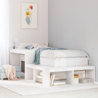 Berkfield Home Bedside Cabinet with Desk White 232x122x75 cm Solid Wood Pine | Size: 232 x 122 x 75 cm