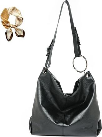 Generic PU Leather Hobo Shoulder Bag for Women,Large Capacity Slouchy Underarm Satchel,Casual Fashion Vintage Crossbody Bag (black, 42 * 10 * 32cm/16.5 * 3.9 