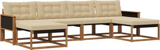 vidaXL Conjunto De Sof&aacute;s De Exterior 6 Uds. Natural Y Beige Vidaxl