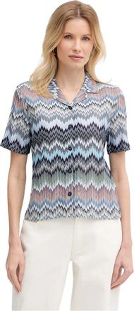 Missoni Viscose overhemd met korte mouwen en chevronprint - Dames - Overhemden - Veelkleurig - S - Overhemden